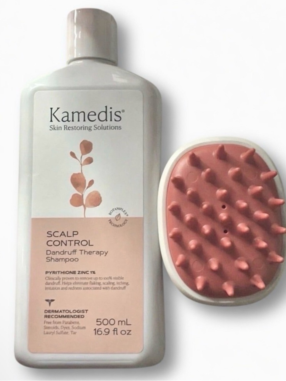 KAMEDIS Anti Dandruff Shampoo, Triple Power Formula with scalp brush set 16oz
